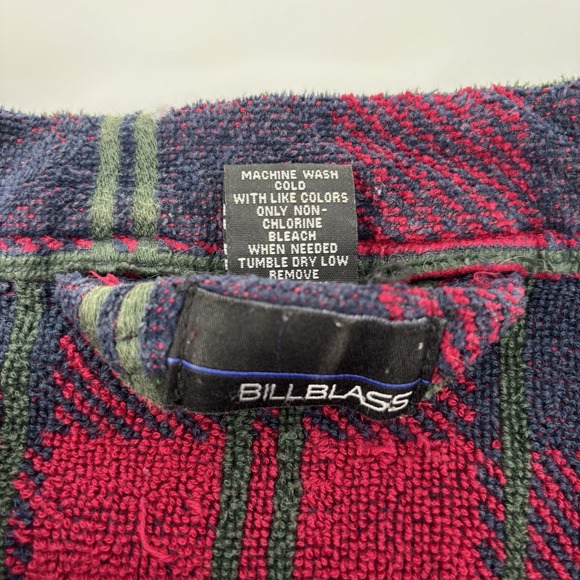 Vintage 80s Bill Blass Black Label Heavy Terry Cloth Robe Plaid Bath Belt - Picture 3 of 6